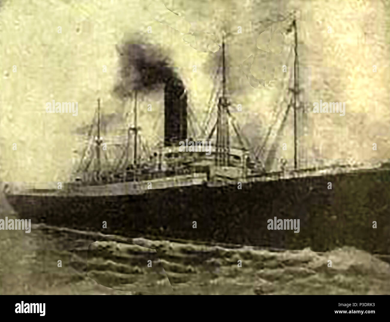 Ein 1912 Foto, die RMS Carpathia bald nach Rettung Überlebender aus dem Untergang der Titanic Stockfoto