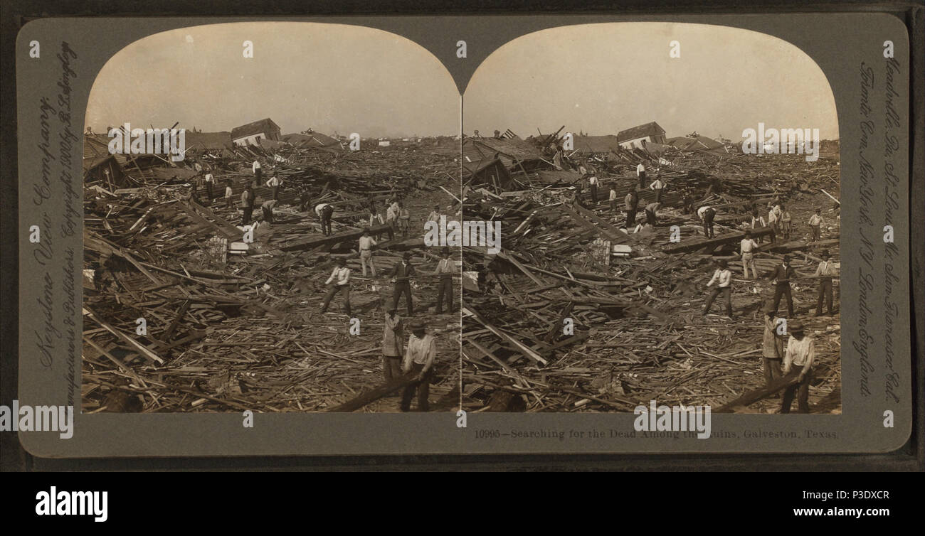 266 Auf der Suche nach dem Toten in den Ruinen, Galveston, Texas, USA, von Robert N. Dennis Sammlung von stereoskopische Ansichten 2. Stockfoto