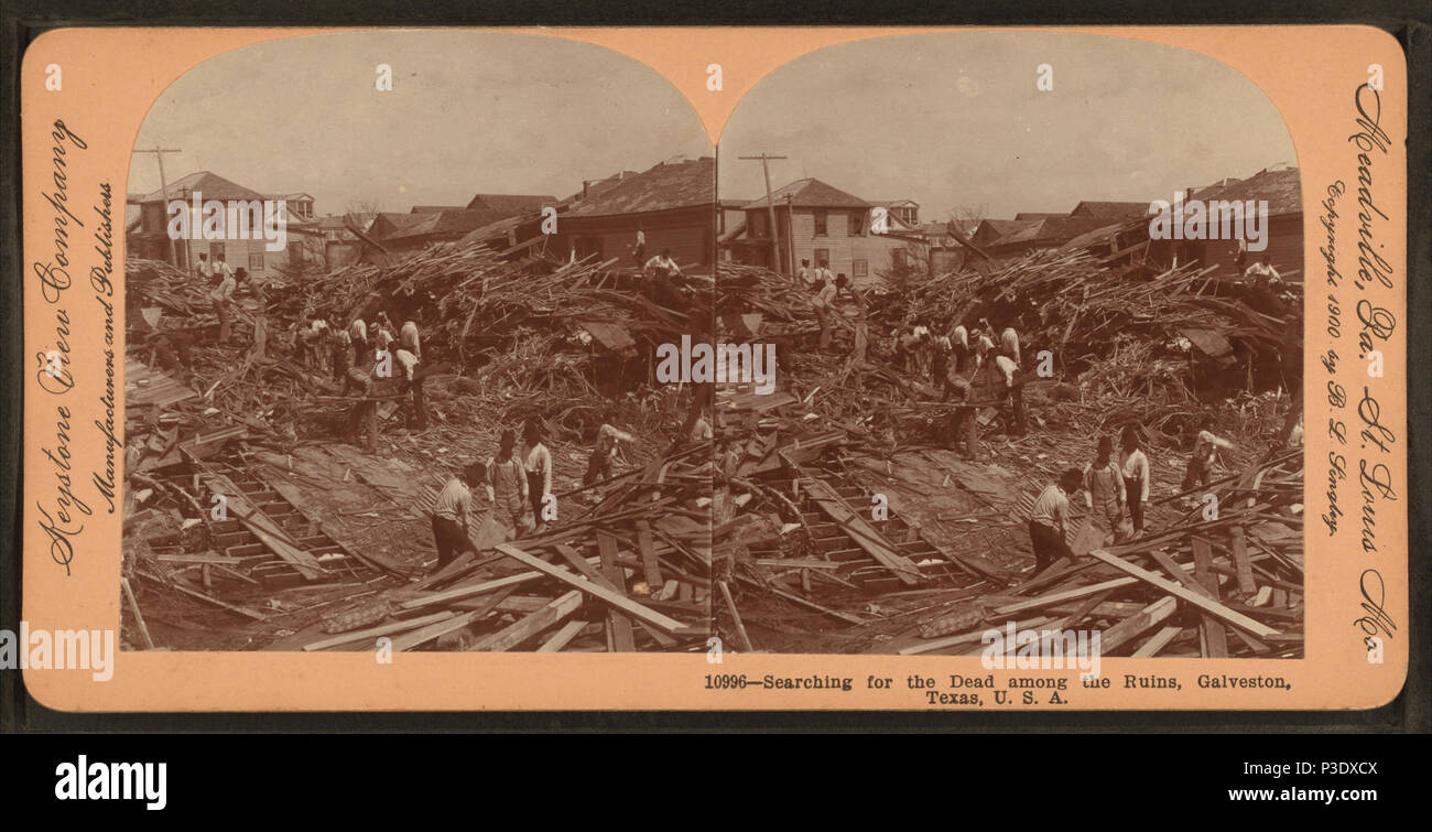 266 Auf der Suche nach dem Toten in den Ruinen, Galveston, Texas, USA, von Robert N. Dennis Sammlung von stereoskopische Ansichten Stockfoto