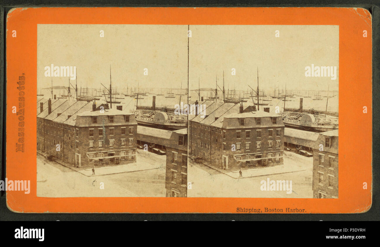 . Schifffahrt, Hafen von Boston. Abdeckung: 1865?-1920?. Quelle Impressum: 1865?-1920?. Digitale Element veröffentlicht 12/30-2005; 2-13-2009 aktualisiert. 270 Versand, Boston Harbor, von Robert N. Dennis Sammlung von stereoskopische Ansichten Stockfoto