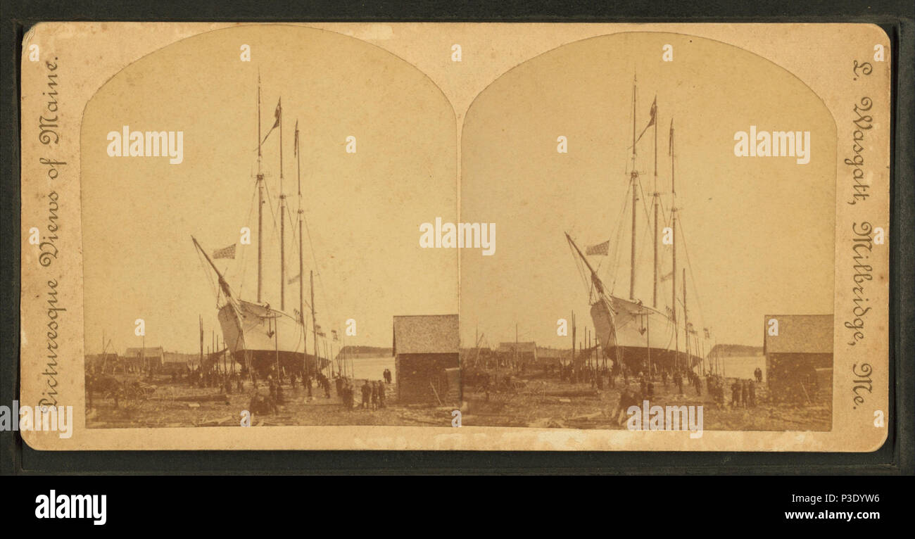 . In der Werft. Washington County, Maine. Alternative Titel: Malerische Aussicht von Maine. Abdeckung: 1869?-1885?. Digitale Element veröffentlicht 7-18 2005; 2-12-2009 aktualisiert. 270 Werft. Washington County, Maine, durch Wasgatt, L. (lykurg) Stockfoto