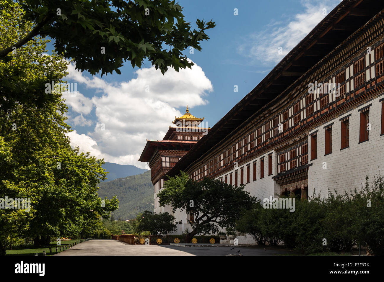 Das administrative Zentrum von Bhutan in Thimphu auch bekannt als Tasshichho Dzong Stockfoto
