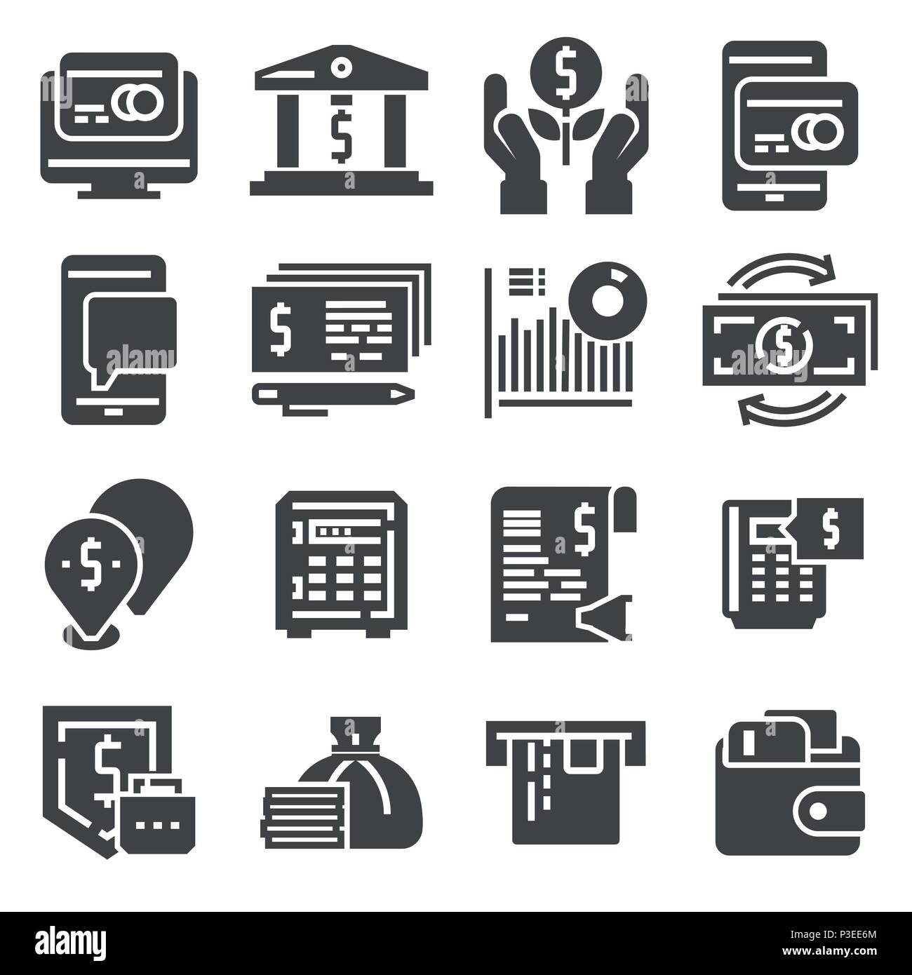 Vektor einrichten Geld Icons. Vector Illustration auf weißem Hintergrund Stock Vektor