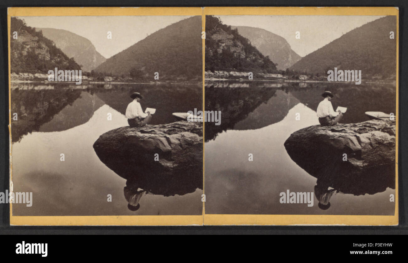 . Der Abstand vom Bett des Flusses. Alternative Titel: Familie Gruppen für das stereoskop genommen. Abdeckung: 1861 -1868 [??]. Digitale Element veröffentlicht 6-14 2006; Aktualisiert im 6-25 2010. 308 Die Lücke aus dem Bett des Flusses, von Moran & Amp; Geschichte Stockfoto