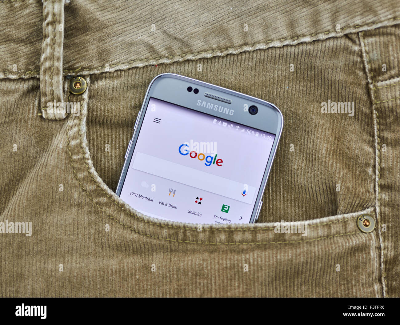 MONTREAL, KANADA - 2. JUNI 2018: Google Suche auf Handy. Google Suche ist eine Suchmaschine von Google entwickelt. Stockfoto