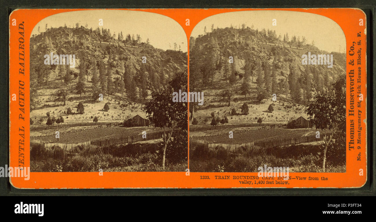 331 Zug Rundung Kap Horn, Blick aus dem Tal, 1.400 Fuß unter, von Thomas Houseworth &Amp; Co.2 Stockfoto