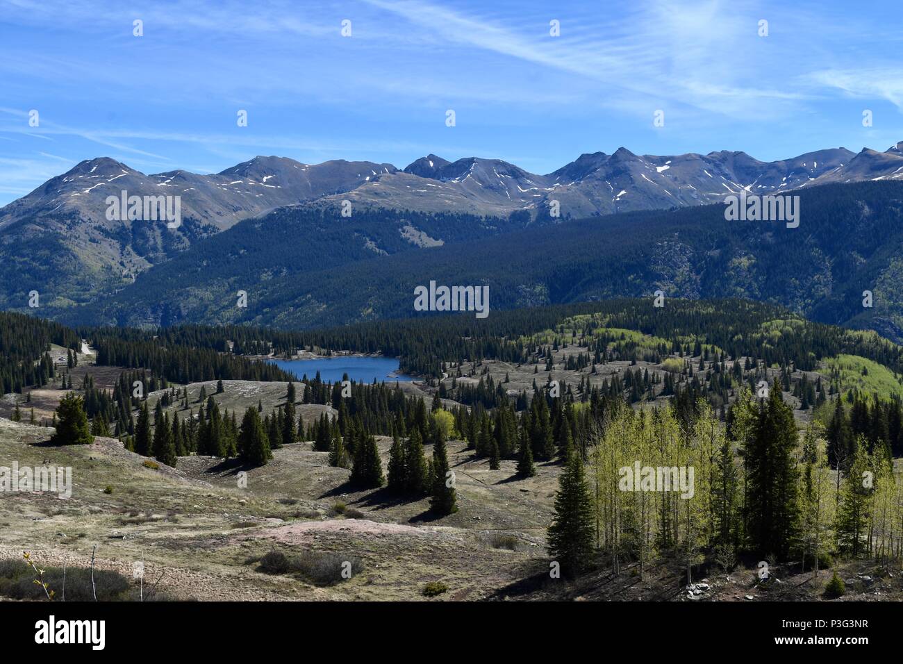 Landschaft mit Bergen entlang Colorado Route 550 Stockfoto