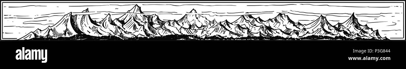 Vektor Künstlerische Zeichnung Abbildung: Berglandschaft Stock Vektor