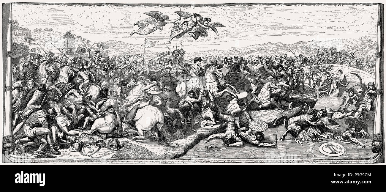 Konstantin der Große in der Schlacht bei der Milvischen Brücke am 28. Oktober 312 Stockfoto