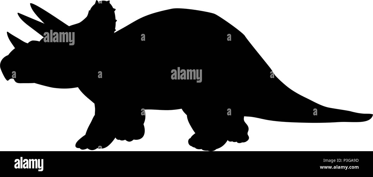 Silhouette Triceratops Dinosaurier jurassic prähistorische Tier. Vector Illustration Stock Vektor
