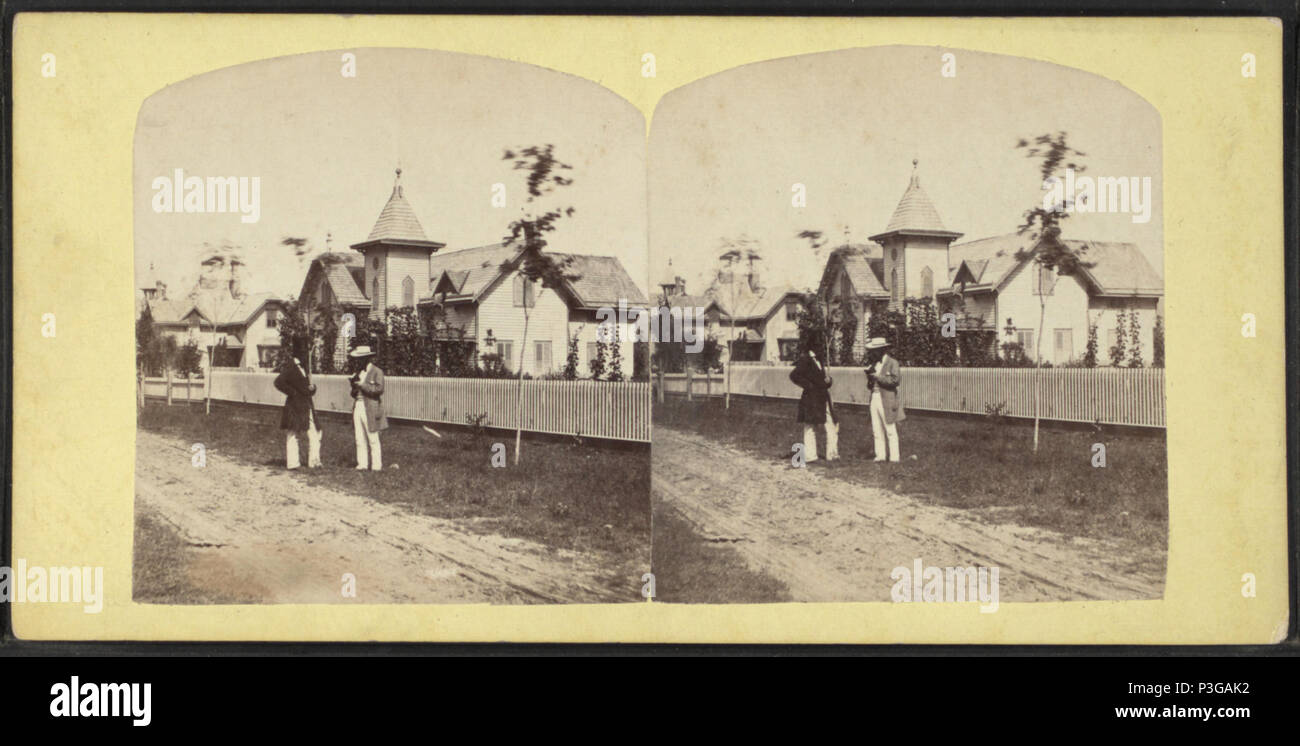 . Zwei Männer sprechen vor einer Kirche, Orange, N.J. Abdeckung: 1858?-1875?. Quelle Impressum: 1858?-1875?. Digitale Element veröffentlicht 2-16-2006; 2-11-2009 aktualisiert. 334 zwei Männer sprechen vor einer Kirche, Orange, N.J, von Robert N. Dennis Sammlung von stereoskopische Ansichten Stockfoto