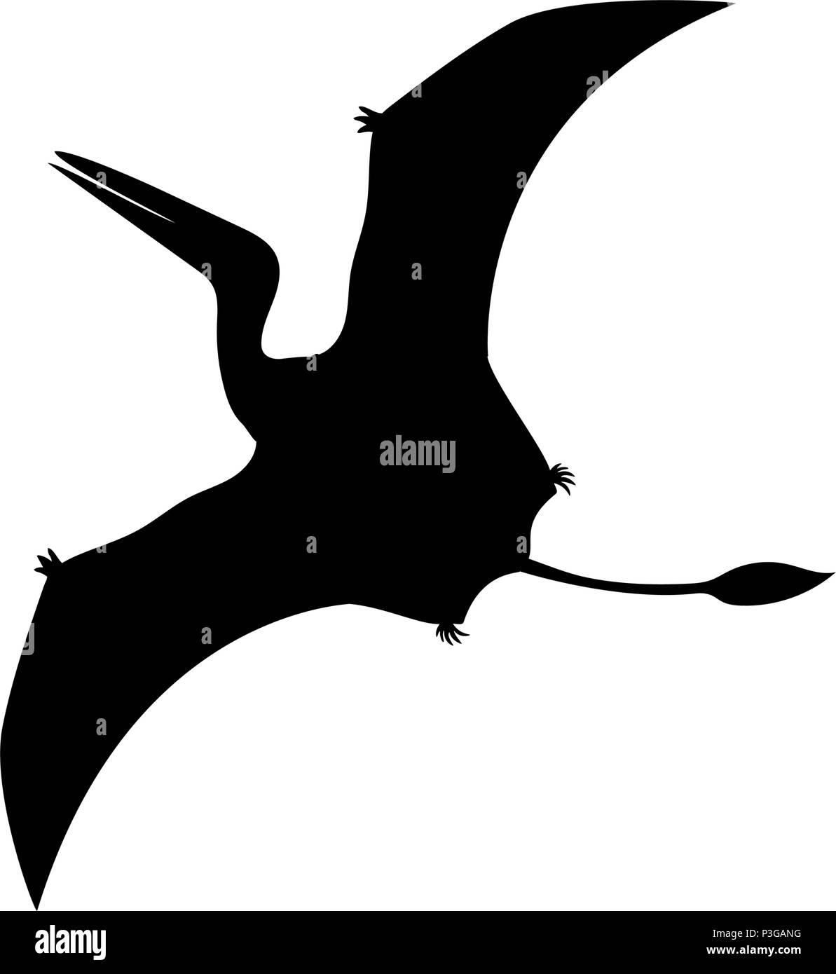 Silhouette Pterosaur Dinosaurier jurassic prähistorische Tier. Vector Illustration Stock Vektor