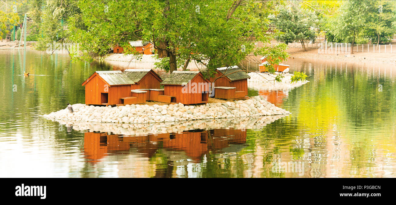 Landschaft mit dem duckhouses Stockfoto