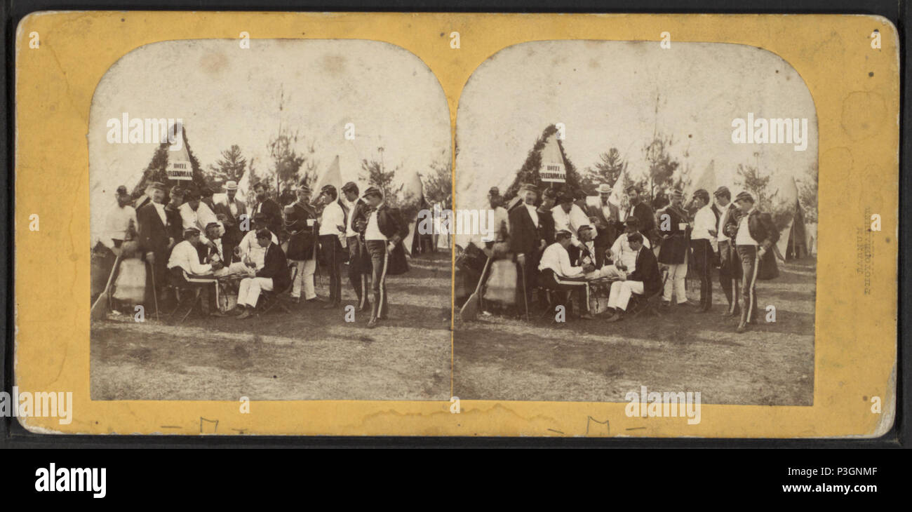 . Utica Bürger Korps, Camp Greenman, Saratoga Springs, 1869. Erstellt: 1869. Abdeckung: 1869. Quelle Impressum: Cortland, N.Y.: D. Barnum, [1863?-1875?]. Digitale Element veröffentlicht 12-1-2005; 5-18-2009 aktualisiert. 340 Utica Bürger Korps, Camp Greenman, Saratoga Springs, 1869, von Deloss Barnum Stockfoto