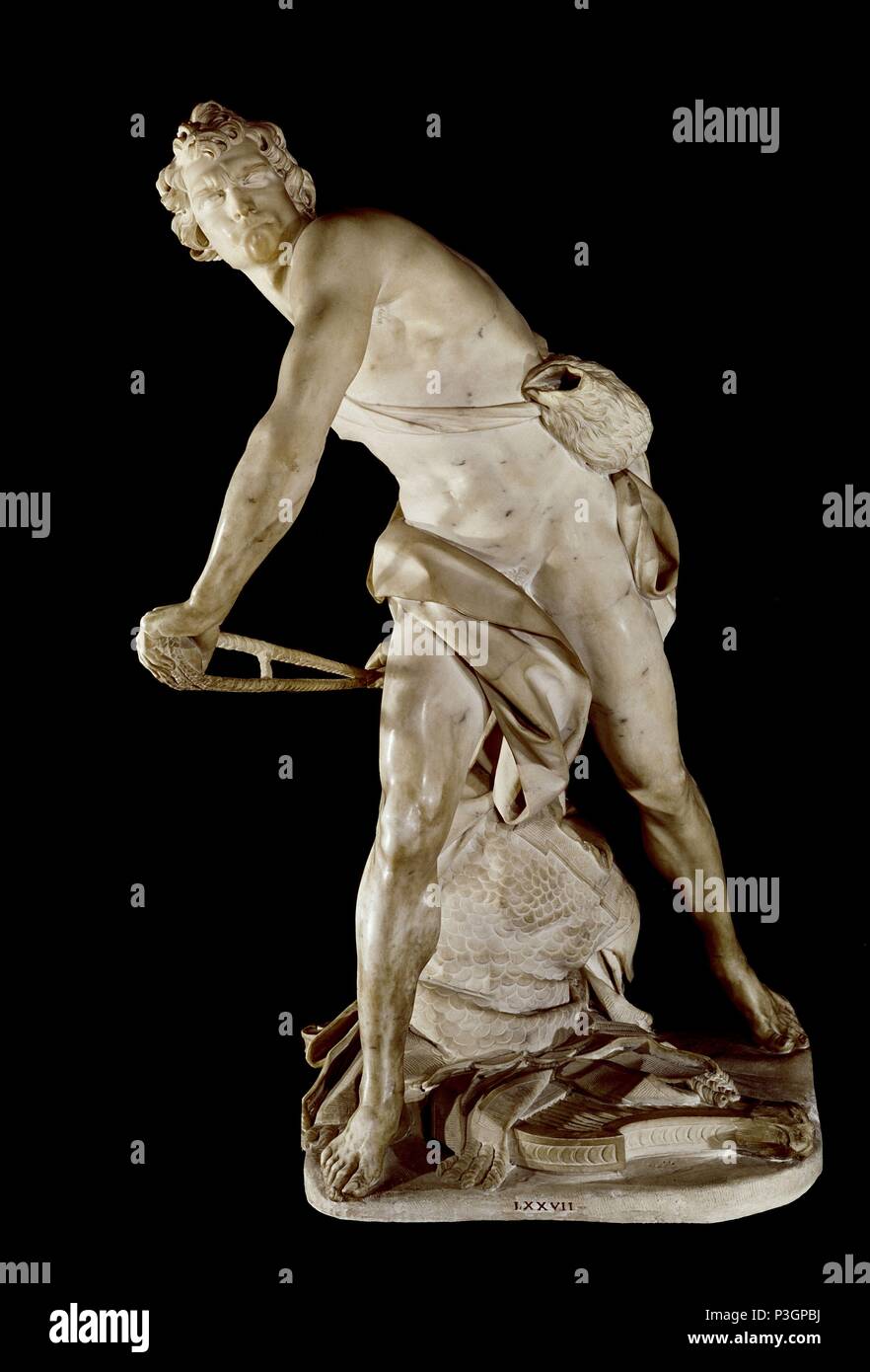 David. 17. Jahrhundert. Italienischen Barock. Rom, Galleria Borghese. Autor: Gian Lorenzo Bernini (1598-1680). Ort: Galeria Borghese, Rom, Italien. Stockfoto