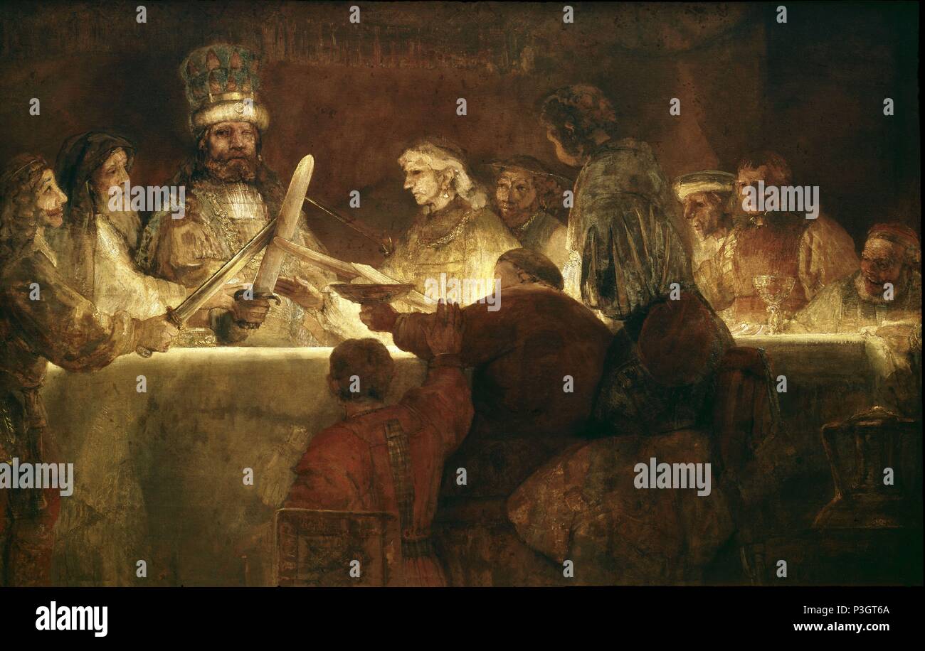 Niederländische Schule. Die Verschwörung des Bataves. 1661-62. Stockholm, Nationalmuseum. Thema: Rembrandt (1606-1669). Lage: das Nationalmuseum, Stockholm. Stockfoto