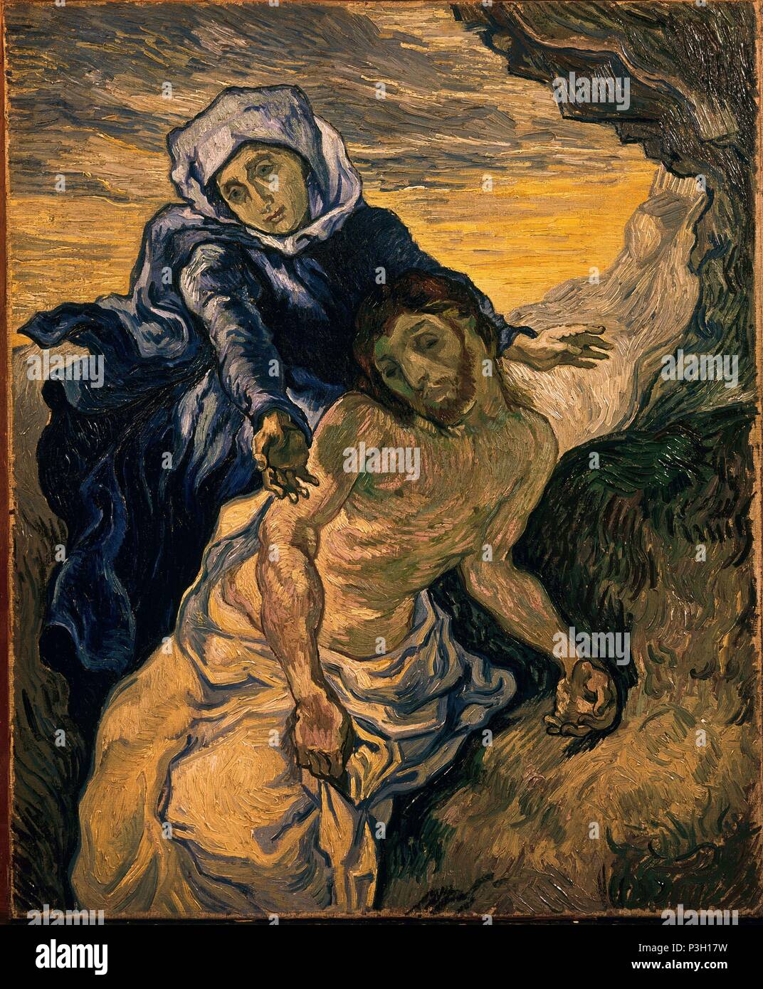 Niederländische Schule. Die Pietà (nach Delacroix). 1890. Öl auf Leinwand (73 x 60 cm). Amsterdam, Van Gogh Museum. Autor: Vincent van Gogh (1853-1890). Ort: Van Gogh Museum, Amsterdam, HOLANDA. Stockfoto