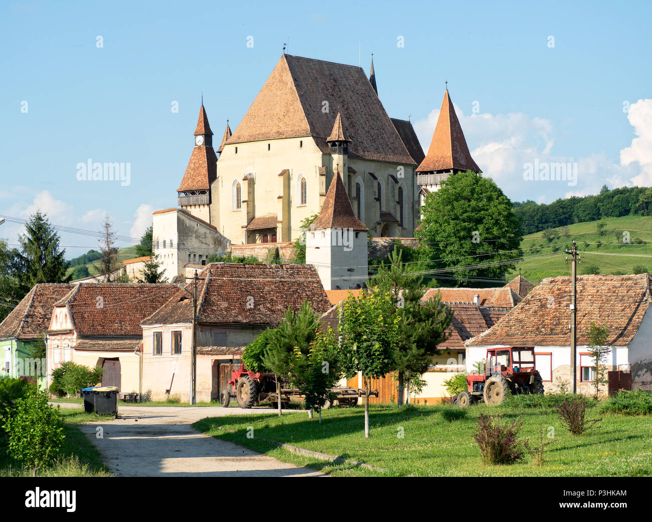Birthälm ist einer der wichtigsten sächsischen Dörfer mit Kirchenburgen in Siebenbürgen, auf die Liste der UNESCO-Welterbestätten si. Stockfoto