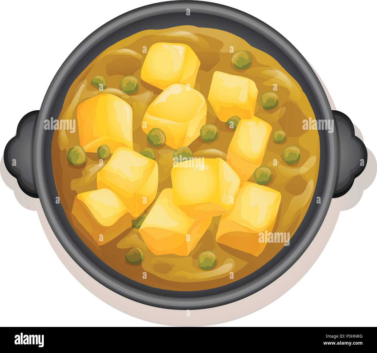 Ein Gelbes Curry auf heiße Pfanne Abbildung Stock Vektor