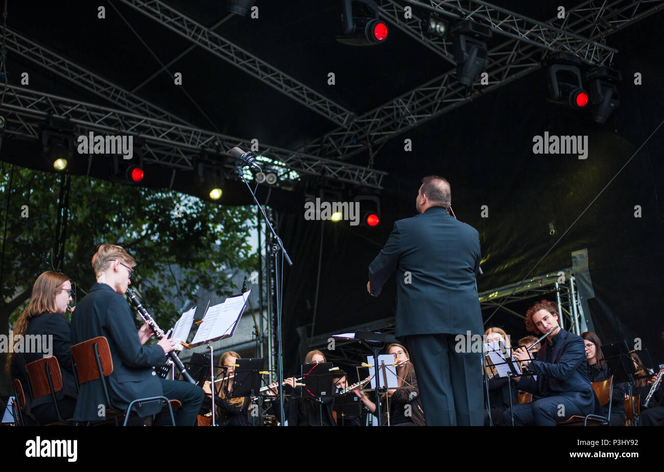 Klassische Musik Orchester Auftritte in der traditionellen Musik Festival (Fete de la Musique), Luxemburg Stockfoto
