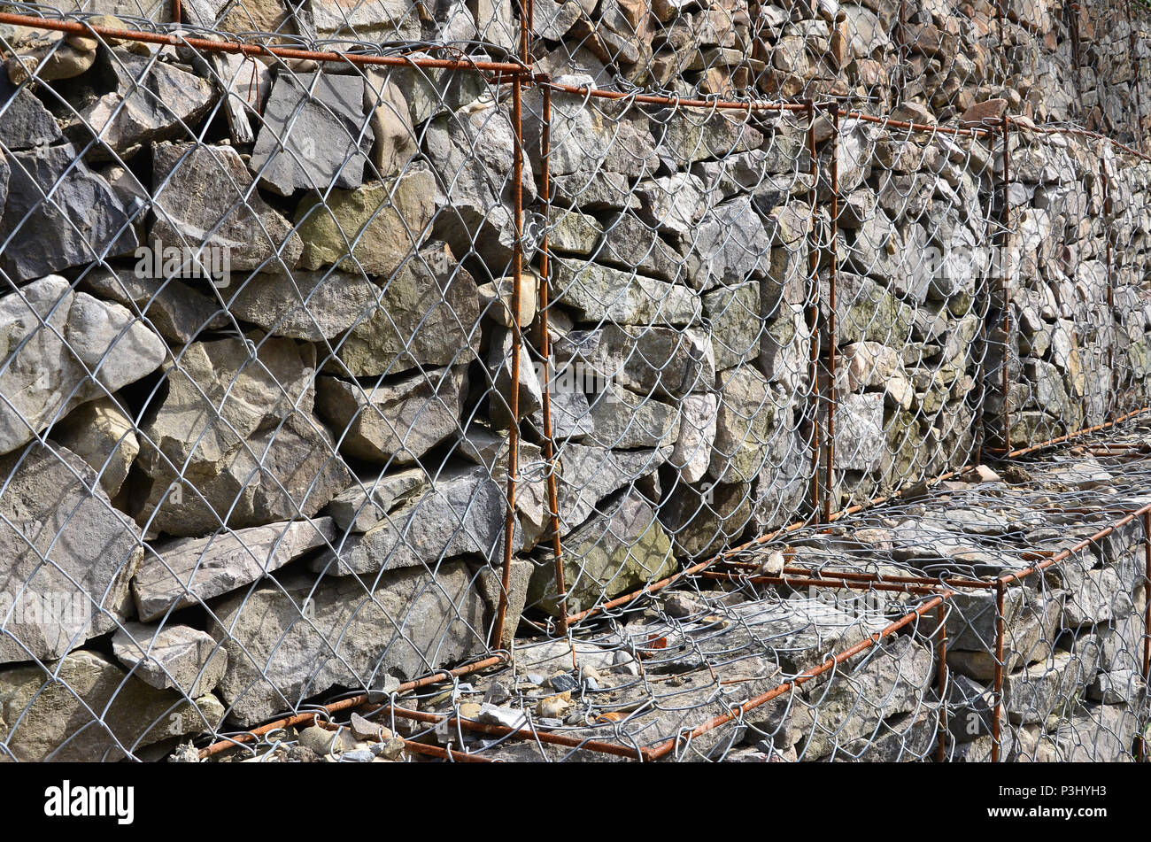 Gabions Wall Gabion Stone Stockfotos Gabions Wall Gabion Stone