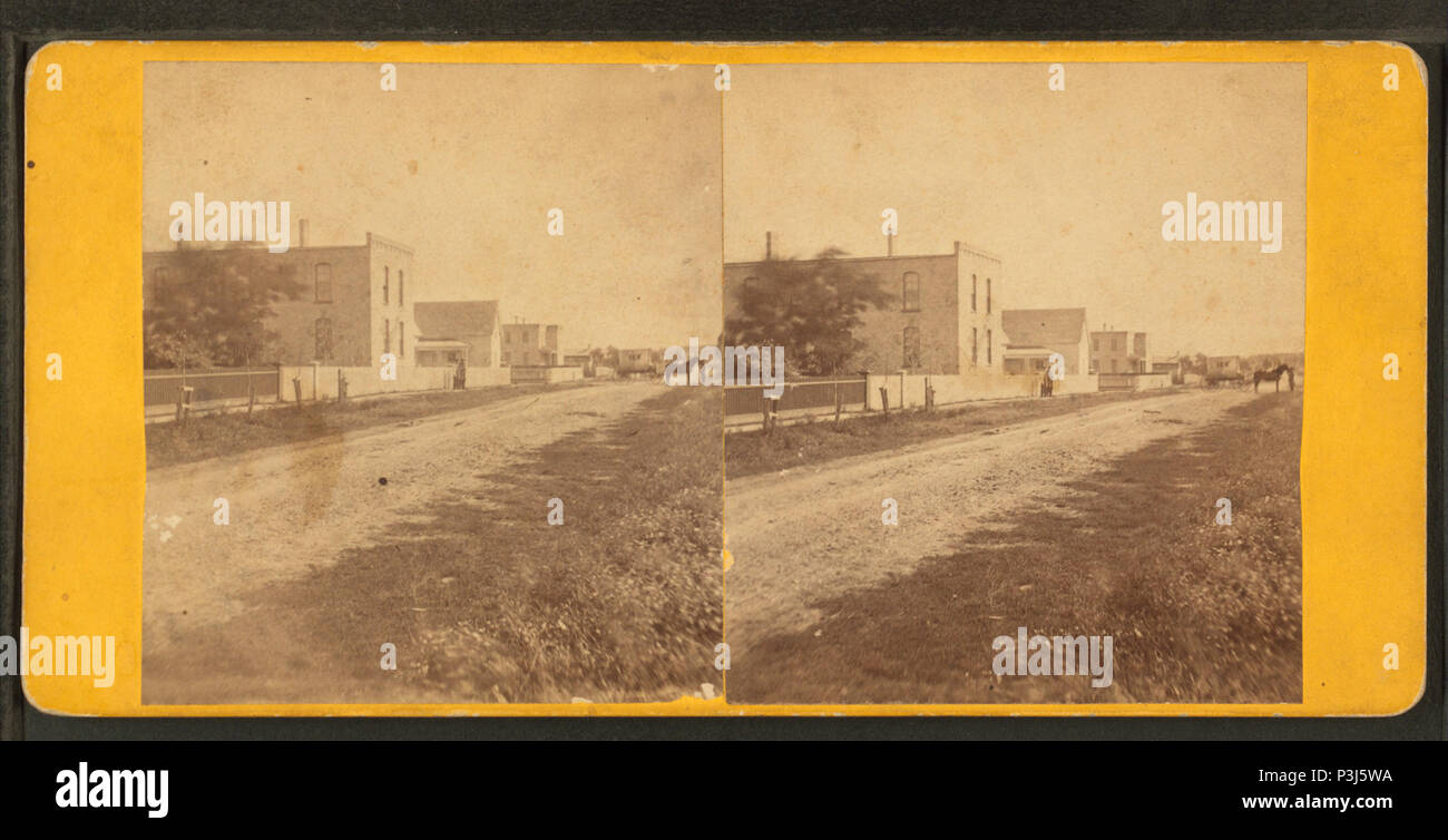 358 Blick auf einer unbefestigten Straße mit Häusern, durch G. Gesetz Stockfoto