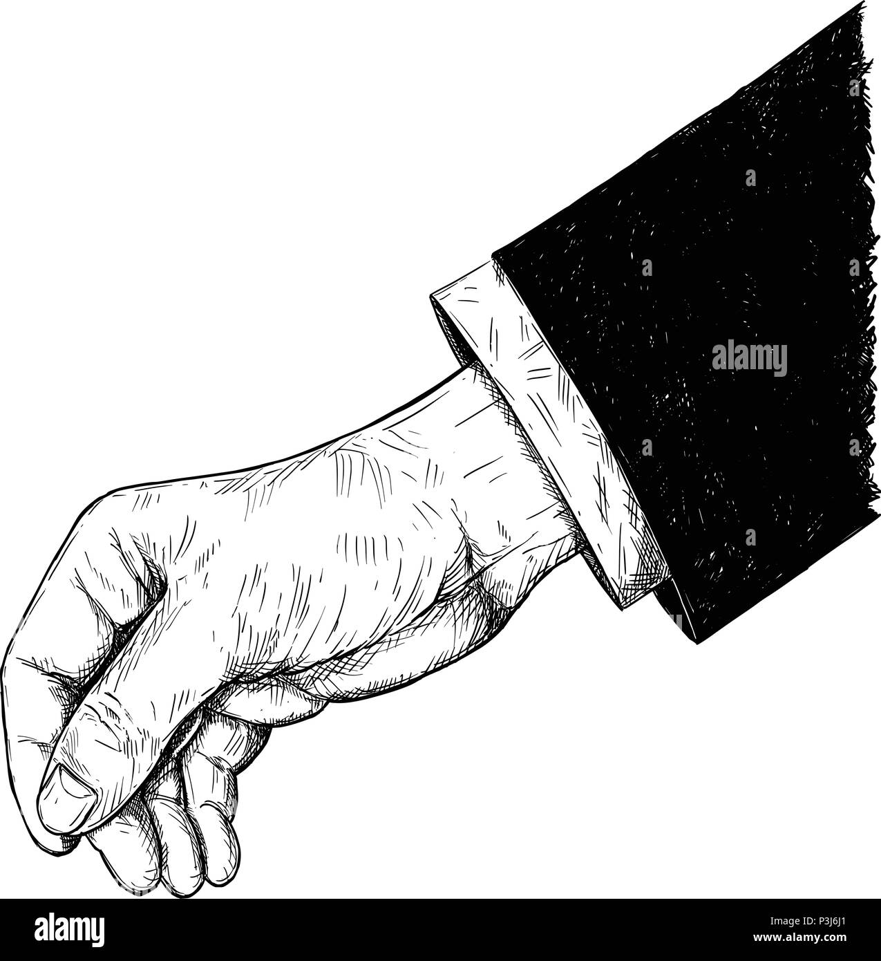 Vektor künstlerische Abbildung oder Zeichnung von Hand etwas Dünnes zwischen die Finger Finger Stock Vektor