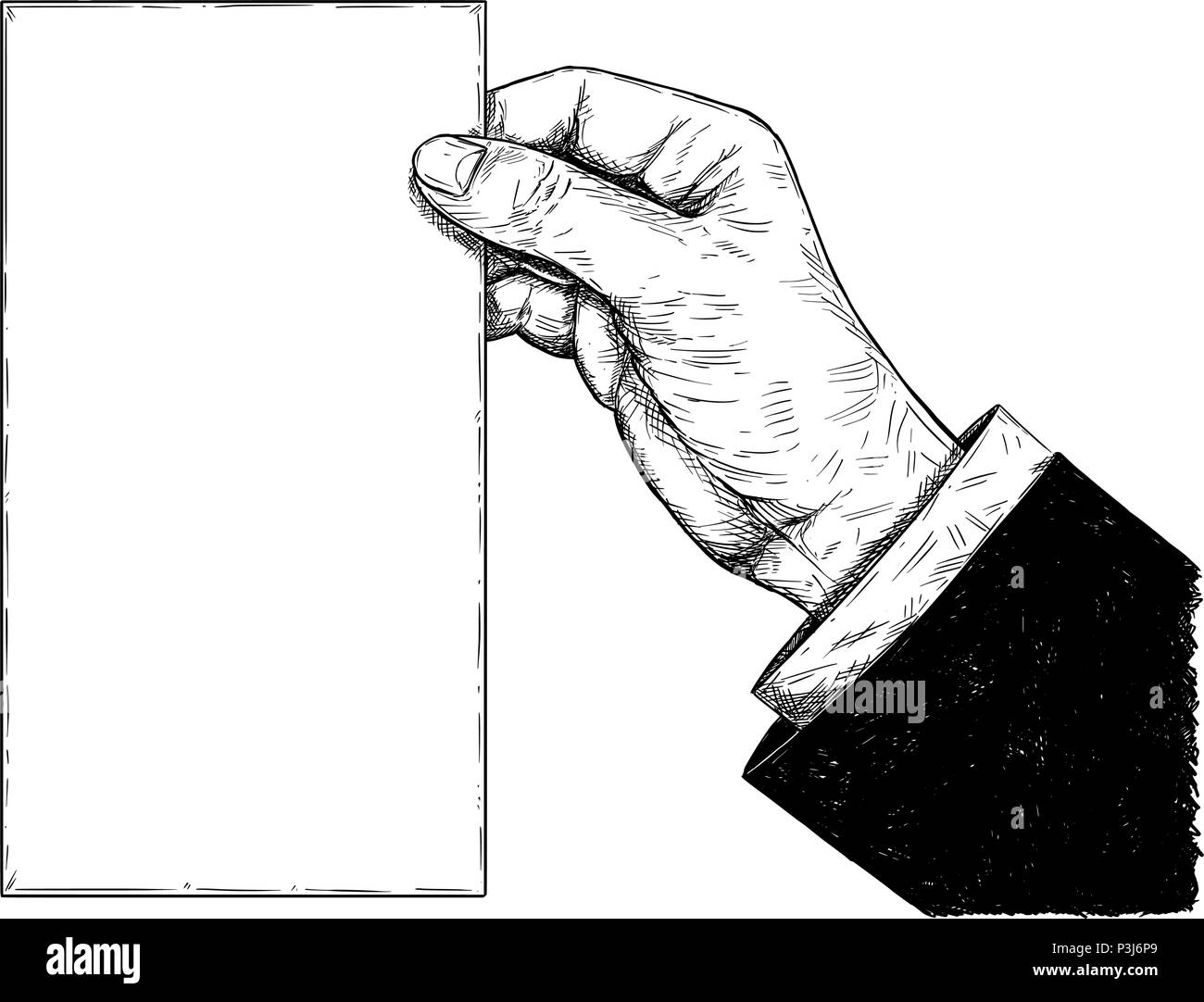 Vektor Künstlerische Zeichnung Abbildung von Hand mit Papier Stock Vektor