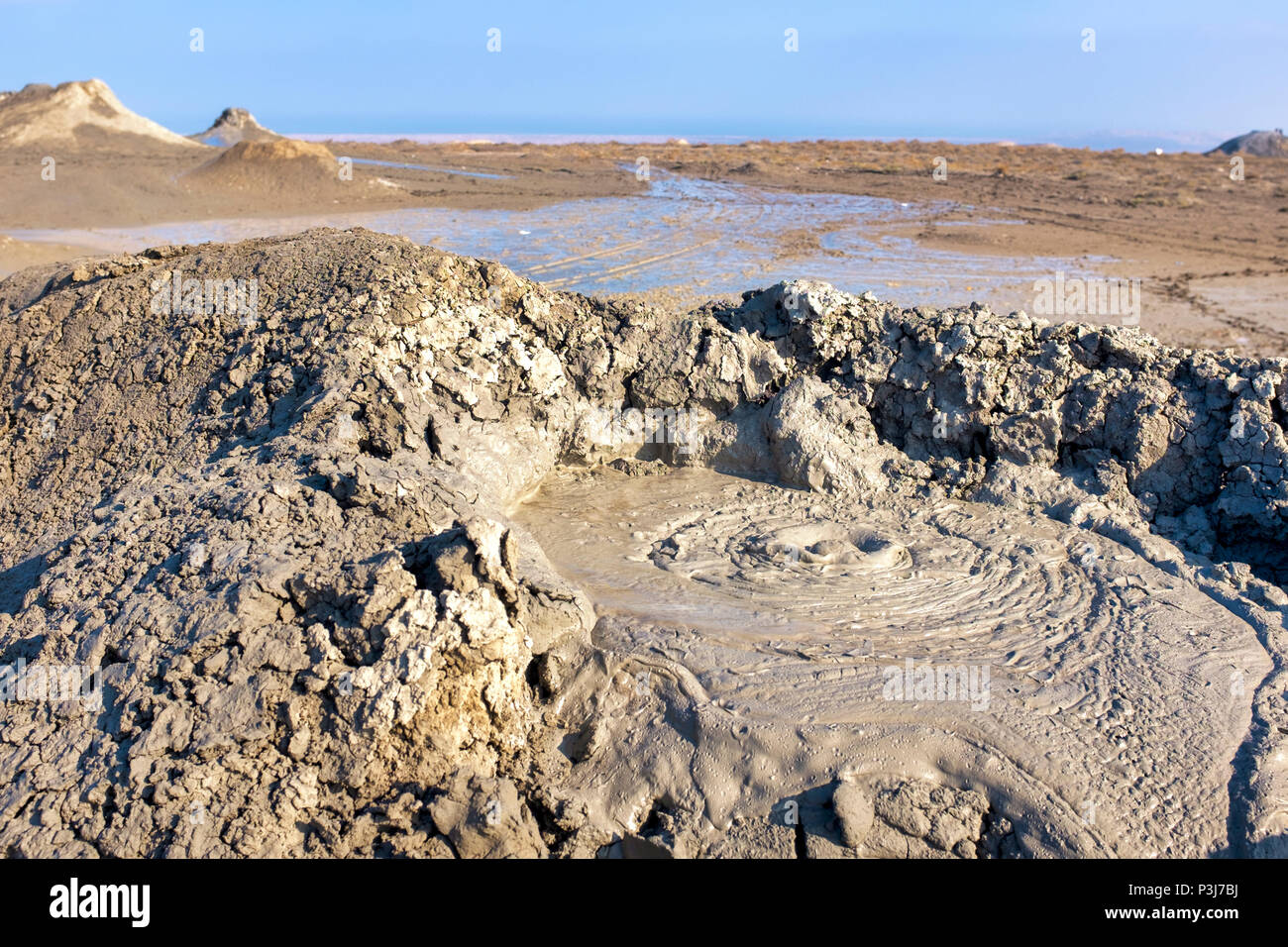 Mud Vulcano in Gobustan Nationalpark, Aserbaidschan Stockfoto