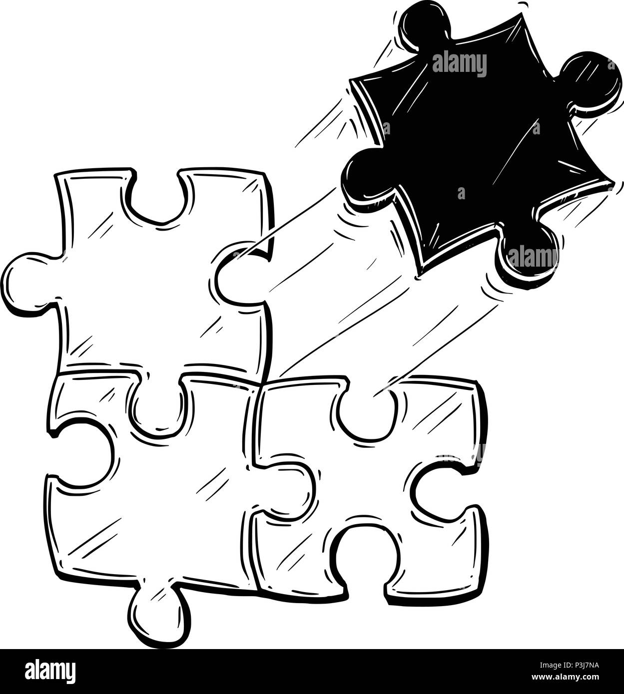Vektor Künstlerische Zeichnung Abbildung: Vier Puzzle Stücke Stock Vektor