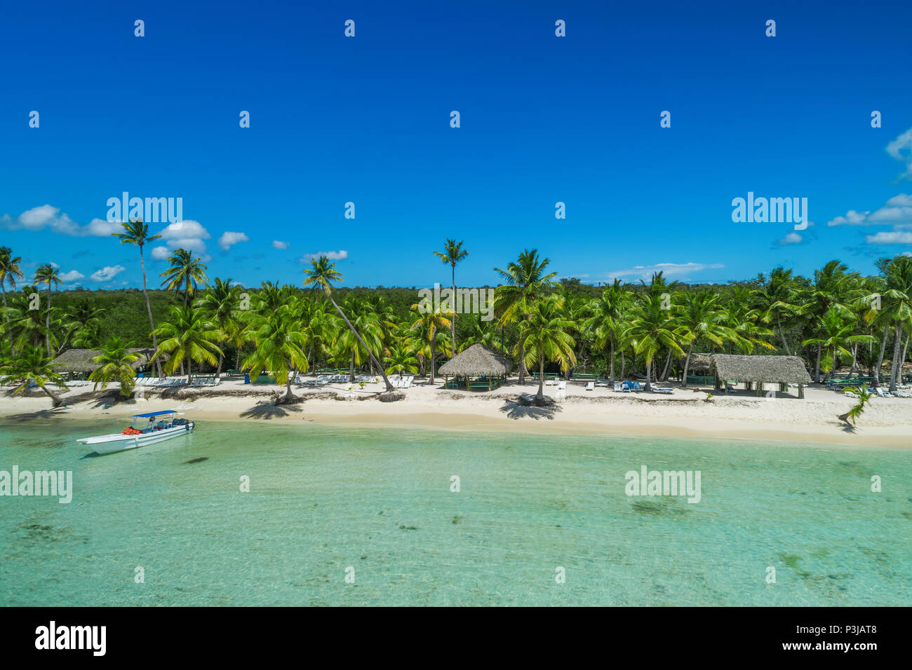 Luftaufnahme von tropischen Insel Strand, Dominikanische Republik Stockfoto