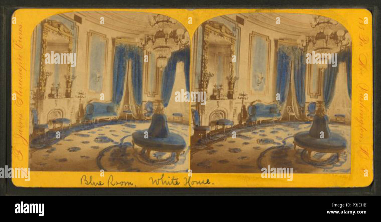 . Blaues Zimmer, White House. Alternative Titel: Blaue Zimmer im Weißen Haus. Erstellt: 1870-1899. Abdeckung: 1870-1899. Quelle Impressum: Washington, D.C.: J.F. Jarvis, 1870?-1899?. Digitale Element veröffentlicht 9-29 2005; 2-12-2009 aktualisiert. 38 Blue Room, Weißes Haus, von Jarvis, J. F. (John-F.), b. 1850 Stockfoto