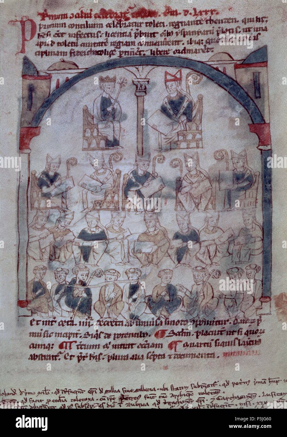 PRIMACIA DE LA IGLESIA DE TOLEDO (MANUSCRITO). Inkl: NOTULE DE PRIMATU NOBILITATE ET DOMINIO VITR 15/5/PRIMER CONCILIO - SIGLO XIII. Lage: Biblioteca Nacional - COLECCION, MADRID, SPANIEN. Stockfoto