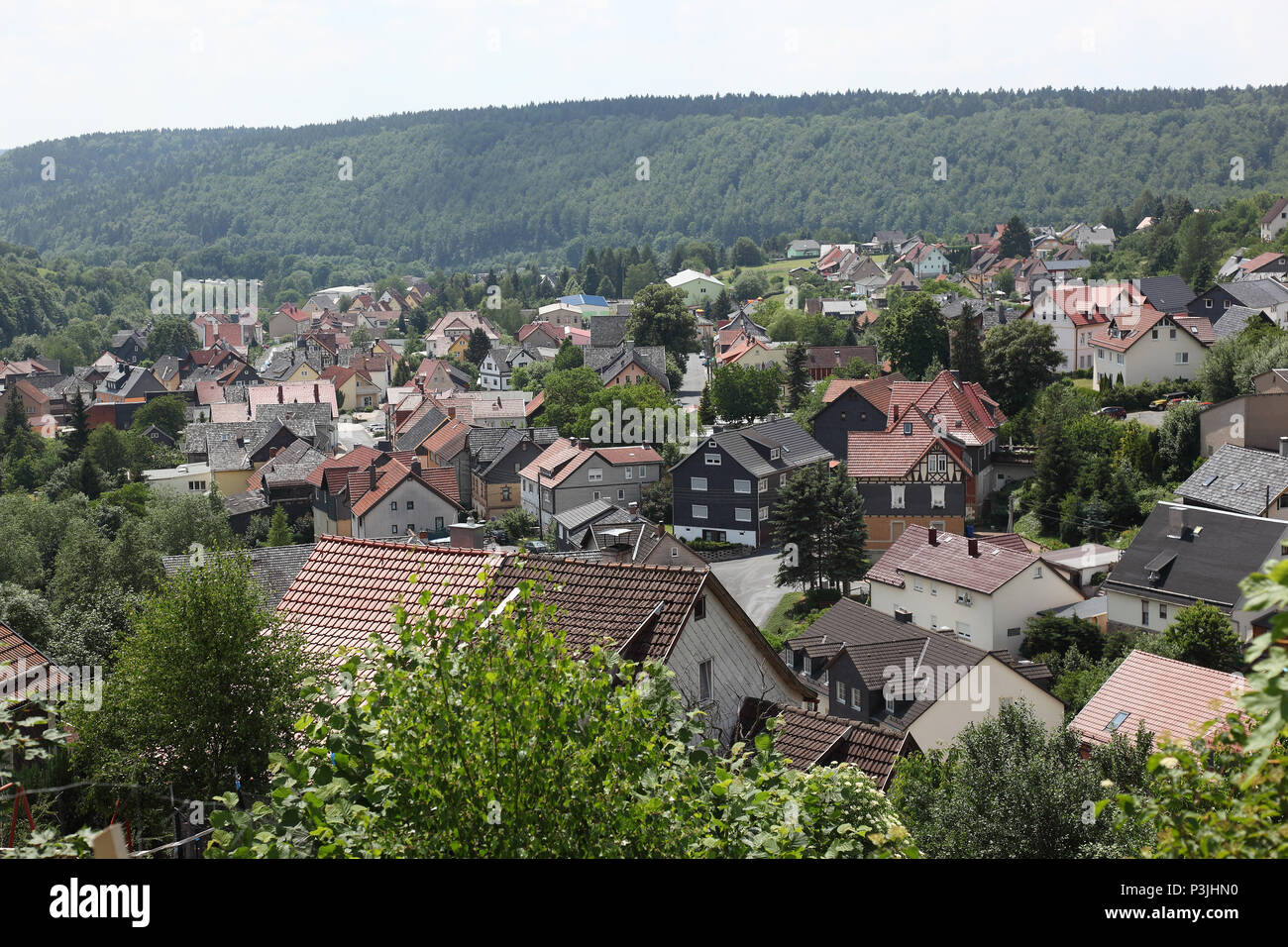 Blick in Rauenstein, Gemeinde Frankenblick, Landkreis Sonneberg, Thüringen, Deutschland Stockfoto