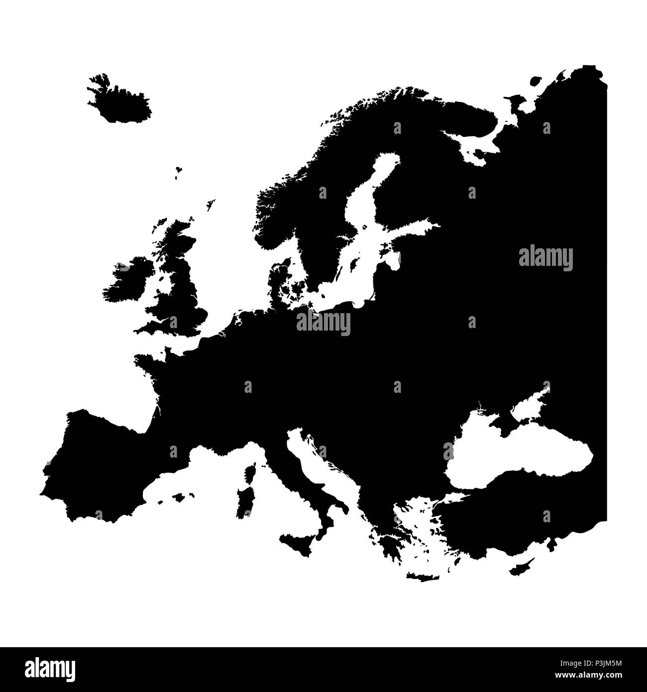 Karte von Europa silhouette Design isolieren auf Weiß Stock Vektor
