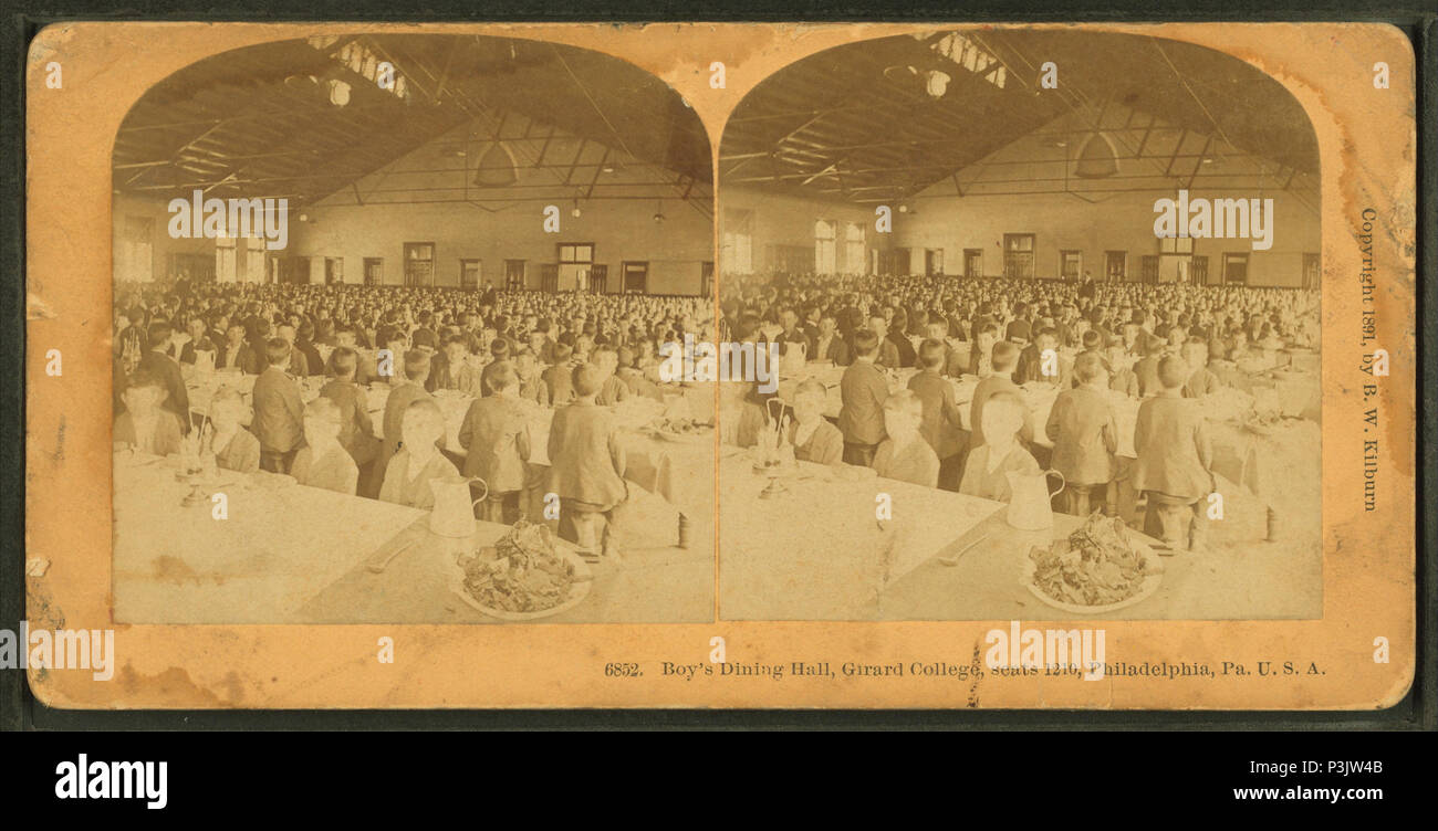 . Boy's Speisesaal, Girard College, Sitze 1210, Philadelphia, PA, USA Veröffentlicht: 1891. Abdeckung: 1891. Quelle Impressum: 1860?-1925.. Digitale Element veröffentlicht 12/30-2005; 2-13-2009 aktualisiert. 42 Boy's Speisesaal, Girard College, Sitze 1210, Philadelphia, PA, USA, durch Kilburn, B. W. (Benjamin West), 1827-1909 Stockfoto