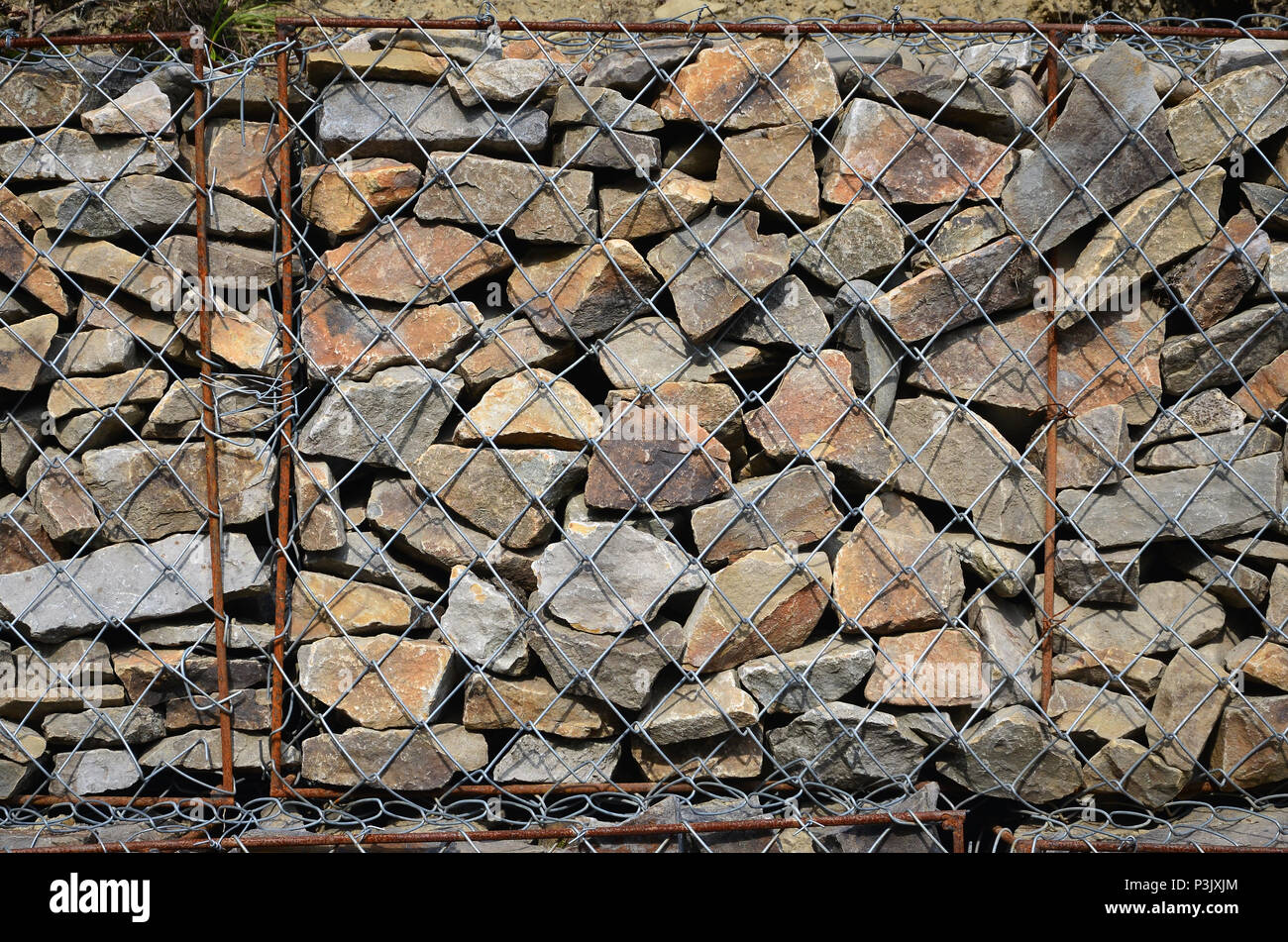 Foto Von Mehreren Gabionen Das Gitter Zellen Der Kubischen Form
