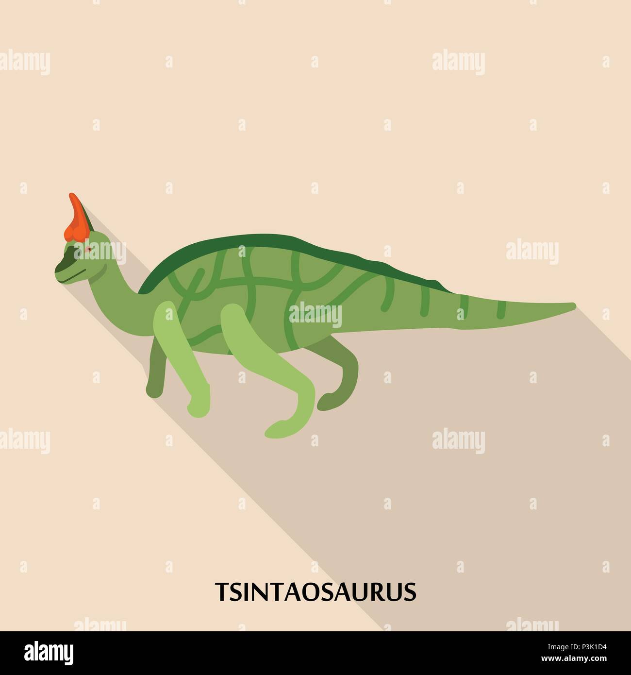 Tsintaosaurus Symbol, flacher Stil Stock Vektor
