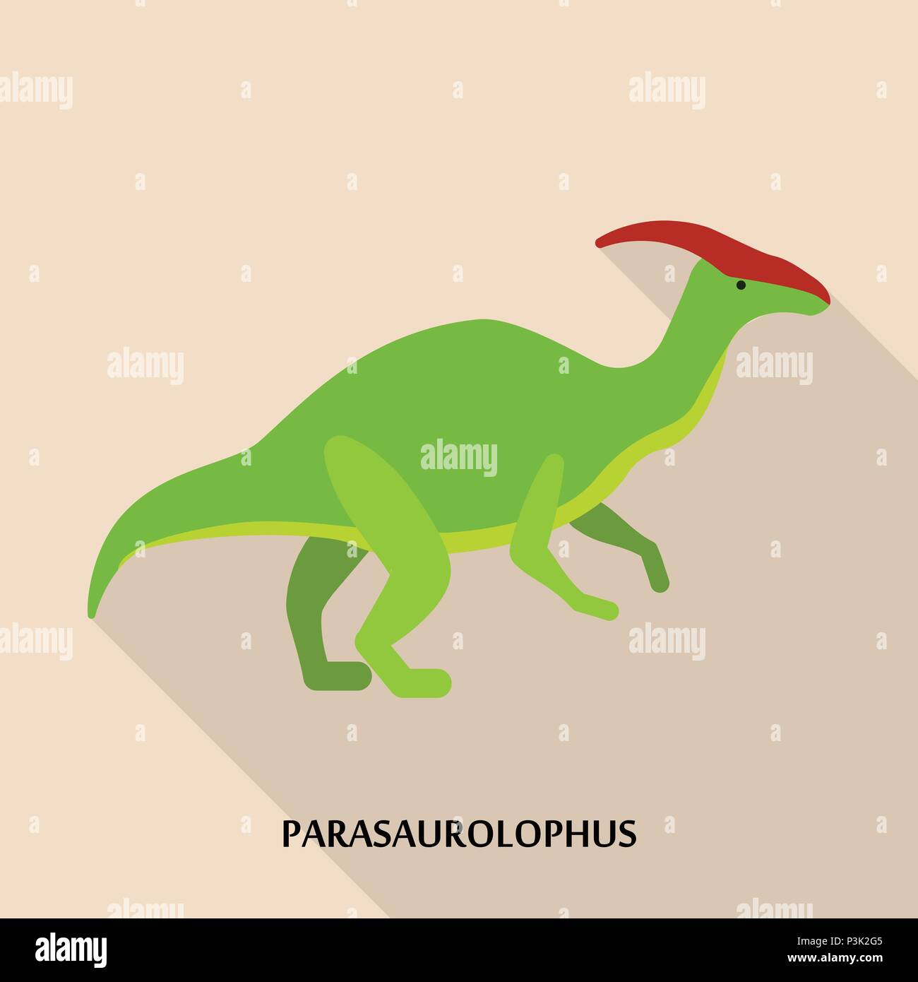 Parasaurolophus Symbol, flacher Stil Stock Vektor