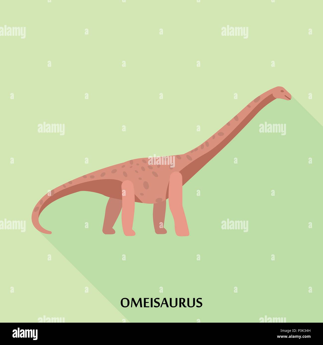 Omeisaurus Symbol, flacher Stil Stock Vektor