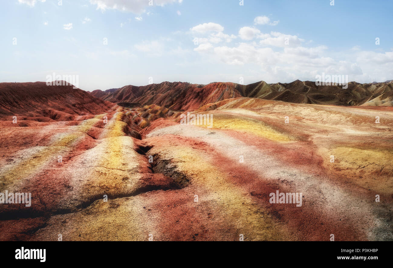 Zhangye Danxia geopark Relief geologische Geologie rainbow Berge China Stockfoto