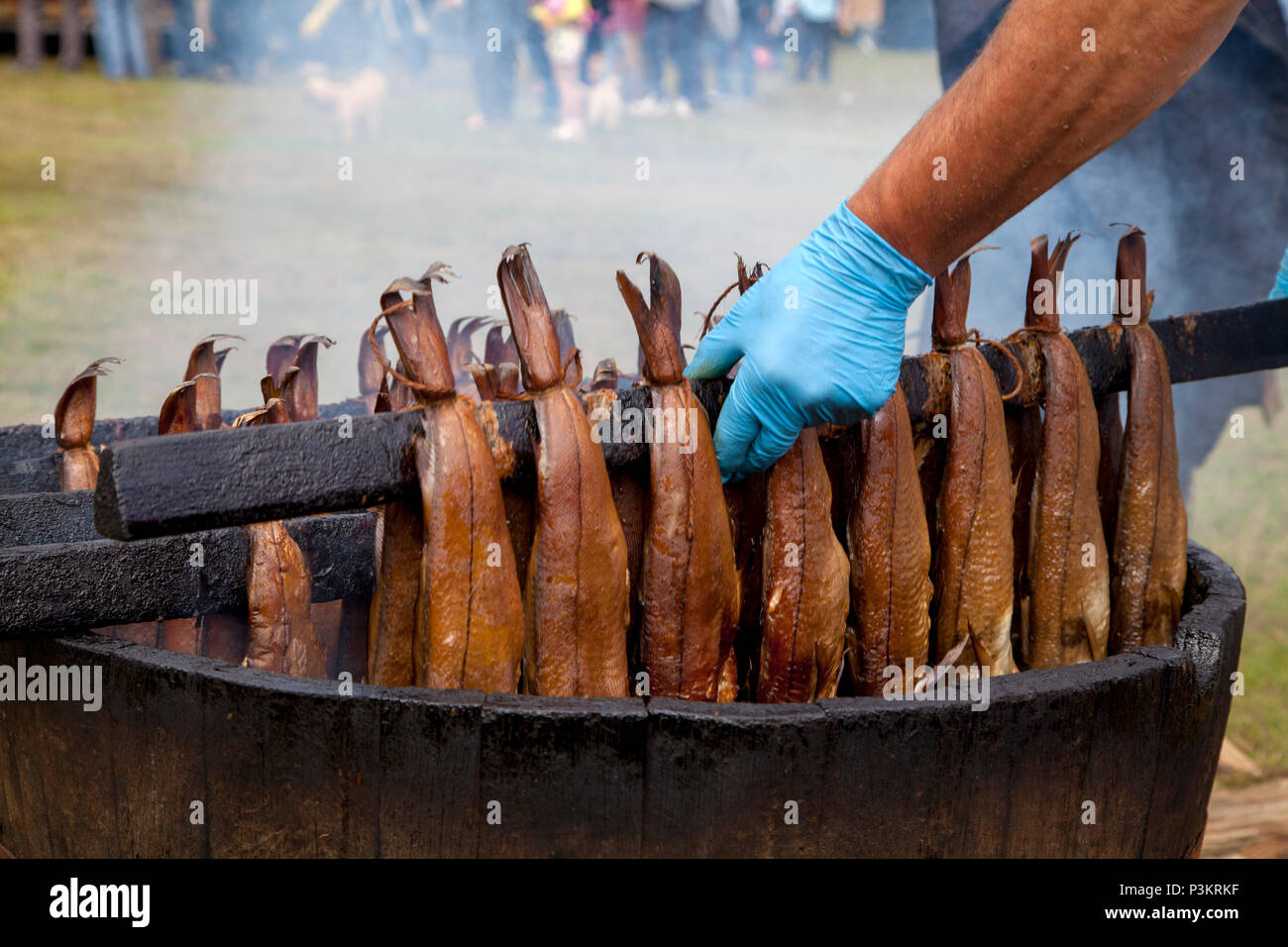 Arbroath Smokies vorbereitet Stockfoto