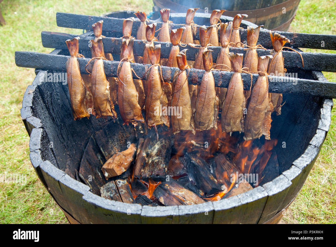 Arbroath Smokies vorbereitet Stockfoto