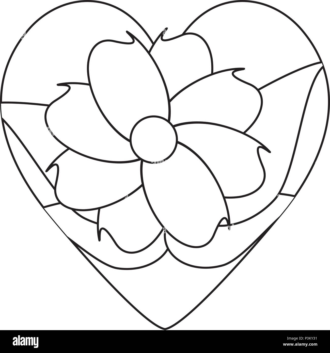 Herz mit Blume Symbol auf weißem Hintergrund, Vector Illustration Stock