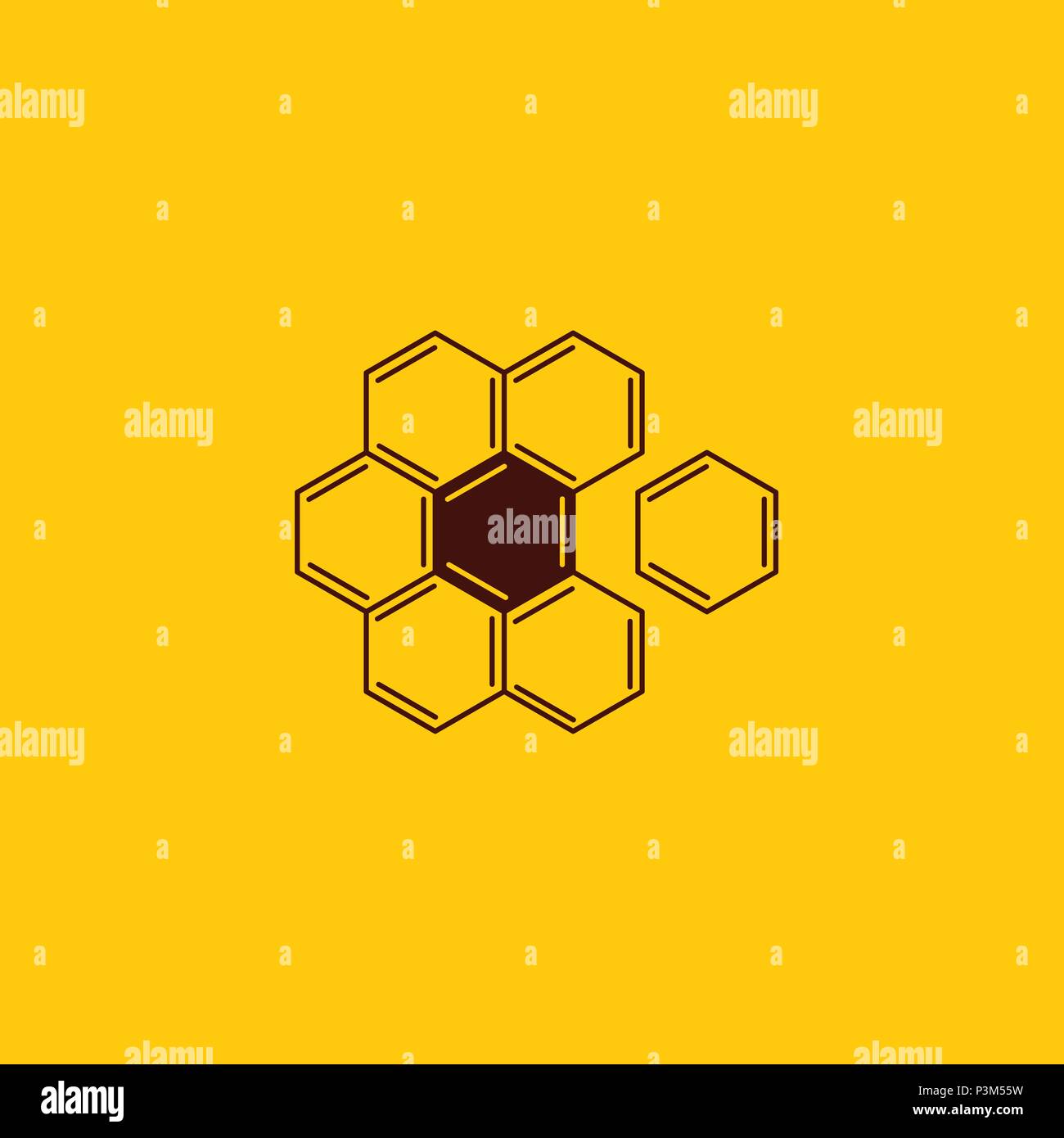 Vektor honey comb und Imkerei Logo Design. Blume Kamille aus chemischen Formeln in Wabe Form Stock Vektor