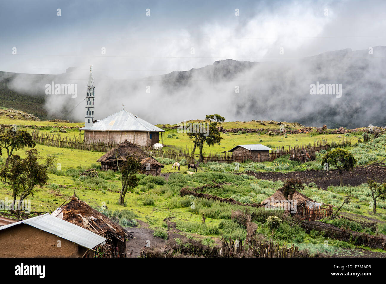 Highland Village im südlichen Äthiopien Stockfoto