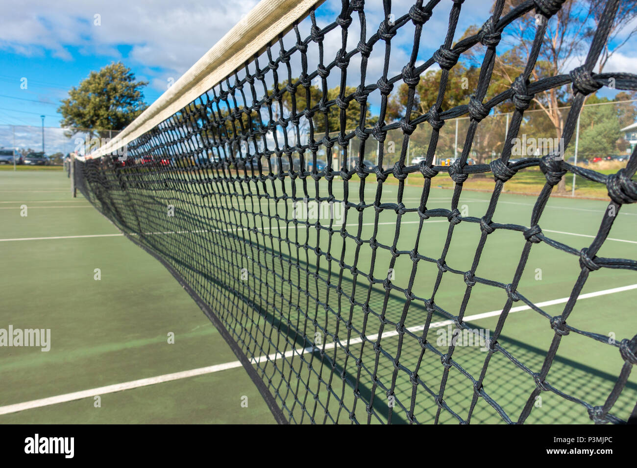 Net im Freien Tennisplatz in Footscray Park. Melbourne, VIC, Australien Stockfoto