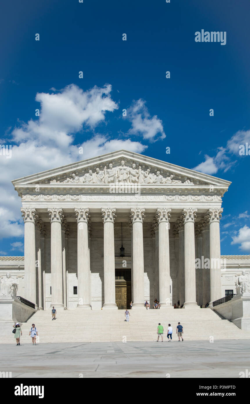 Der Oberste Gerichtshof Gebäude ist der Sitz des Obersten Gerichts der Justiz der Vereinigten Staaten von Amerika. Im Jahr 1935 abgeschlossen, ist es in der 19. Stockfoto