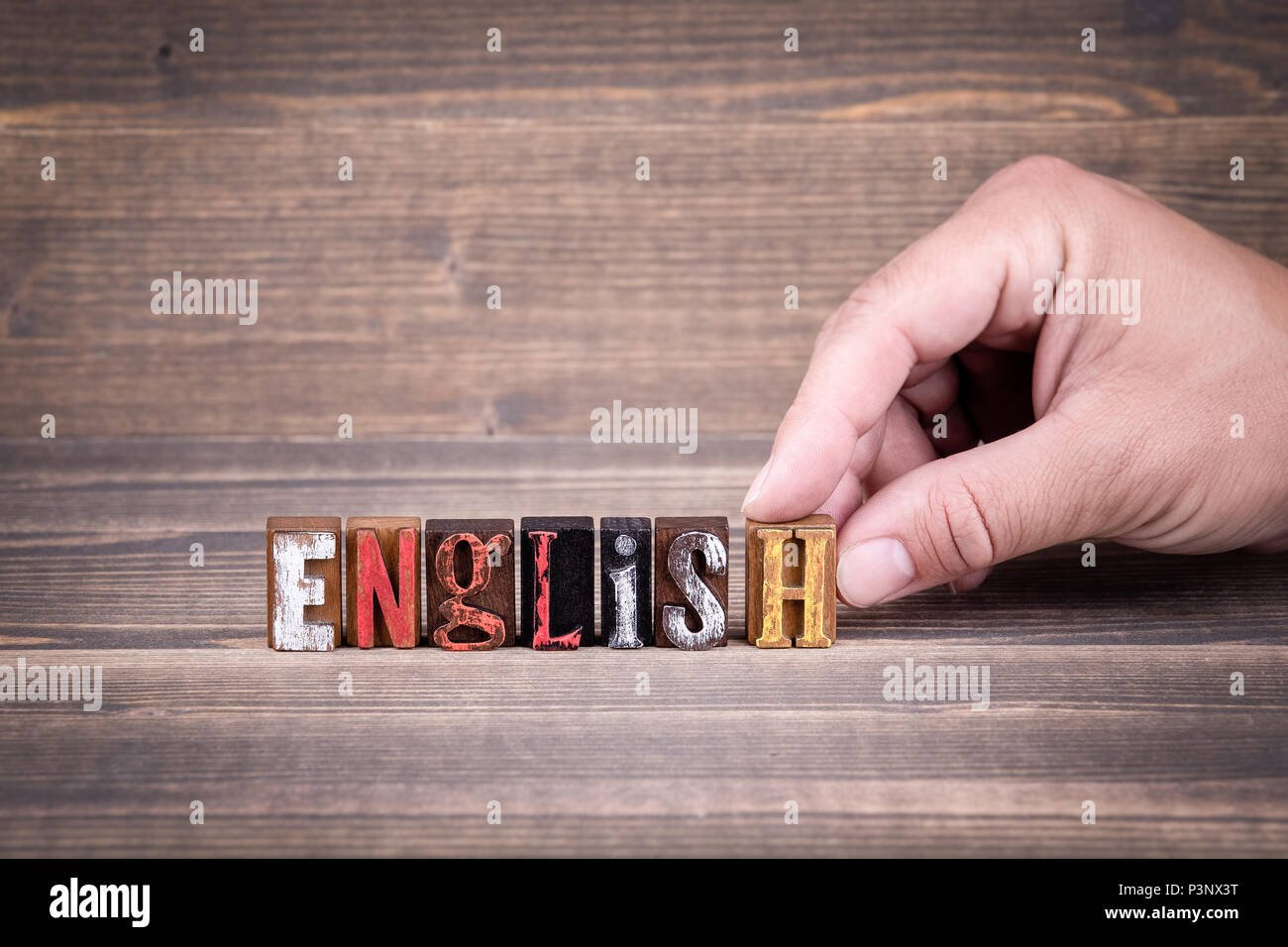 Deutsch, Englisch, Bildung und Business Konzept Stockfoto