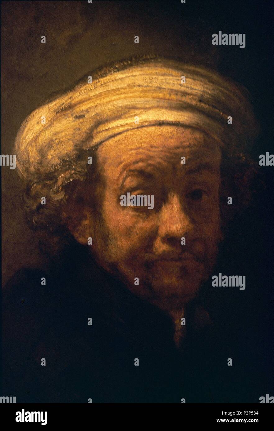 'Selbst-Porträt wie der Apostel Paulus' (Detail), 1661, Öl auf Leinwand. Thema: Rembrandt (1606-1669). Lage: Rijksmuseum, Amsterdam, HOLANDA. Stockfoto